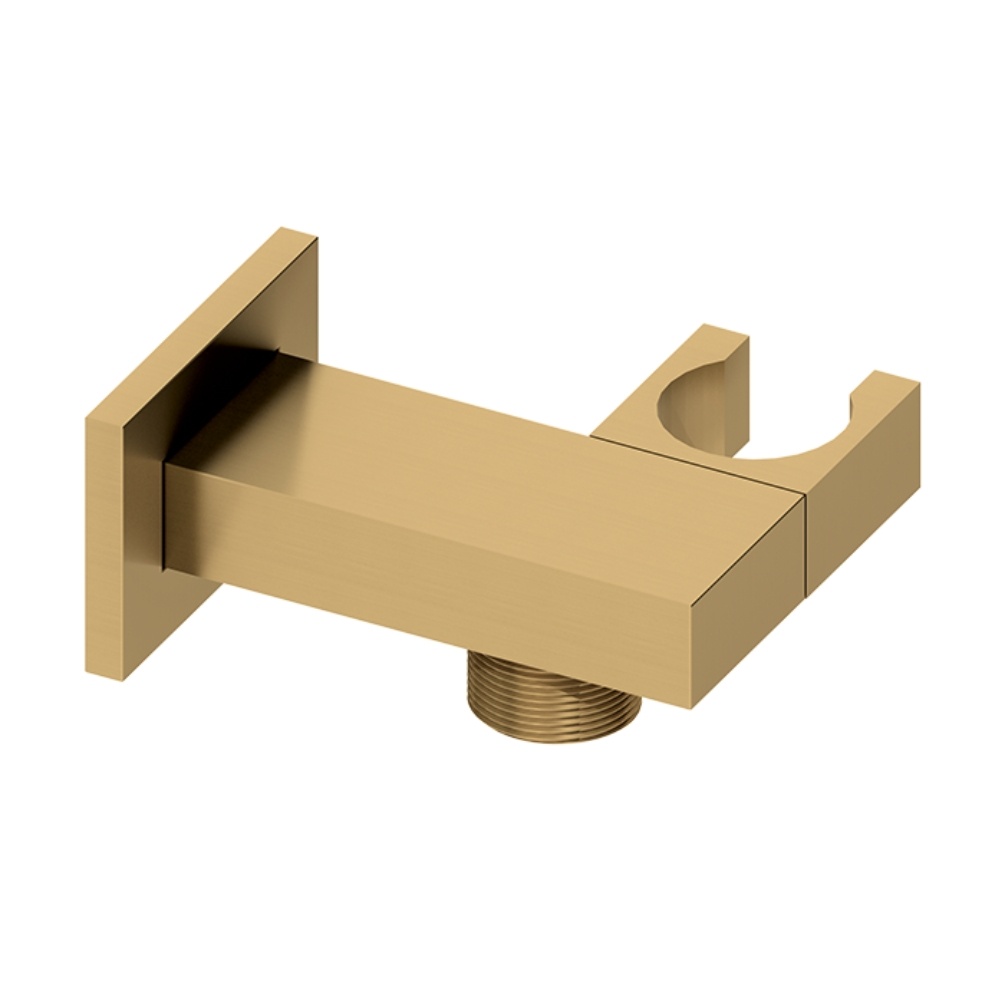 Product cut out of the Abacus Emotion Brushed Brass Square Wall Outlet & Holder TBTS-414-5804